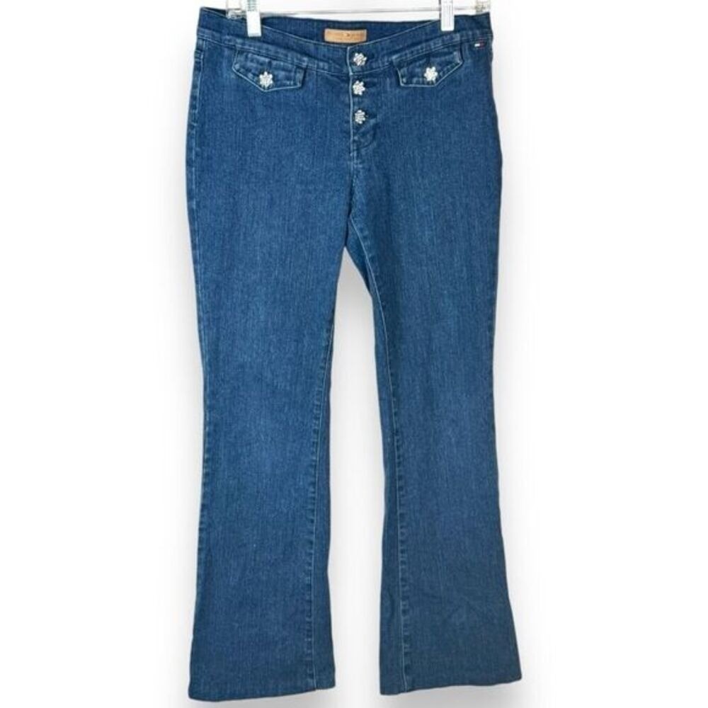 Tommy Hilfiger Low Rise Flare Jeans Womens Size 9 Y2K Rhinestone Vampire Diaries